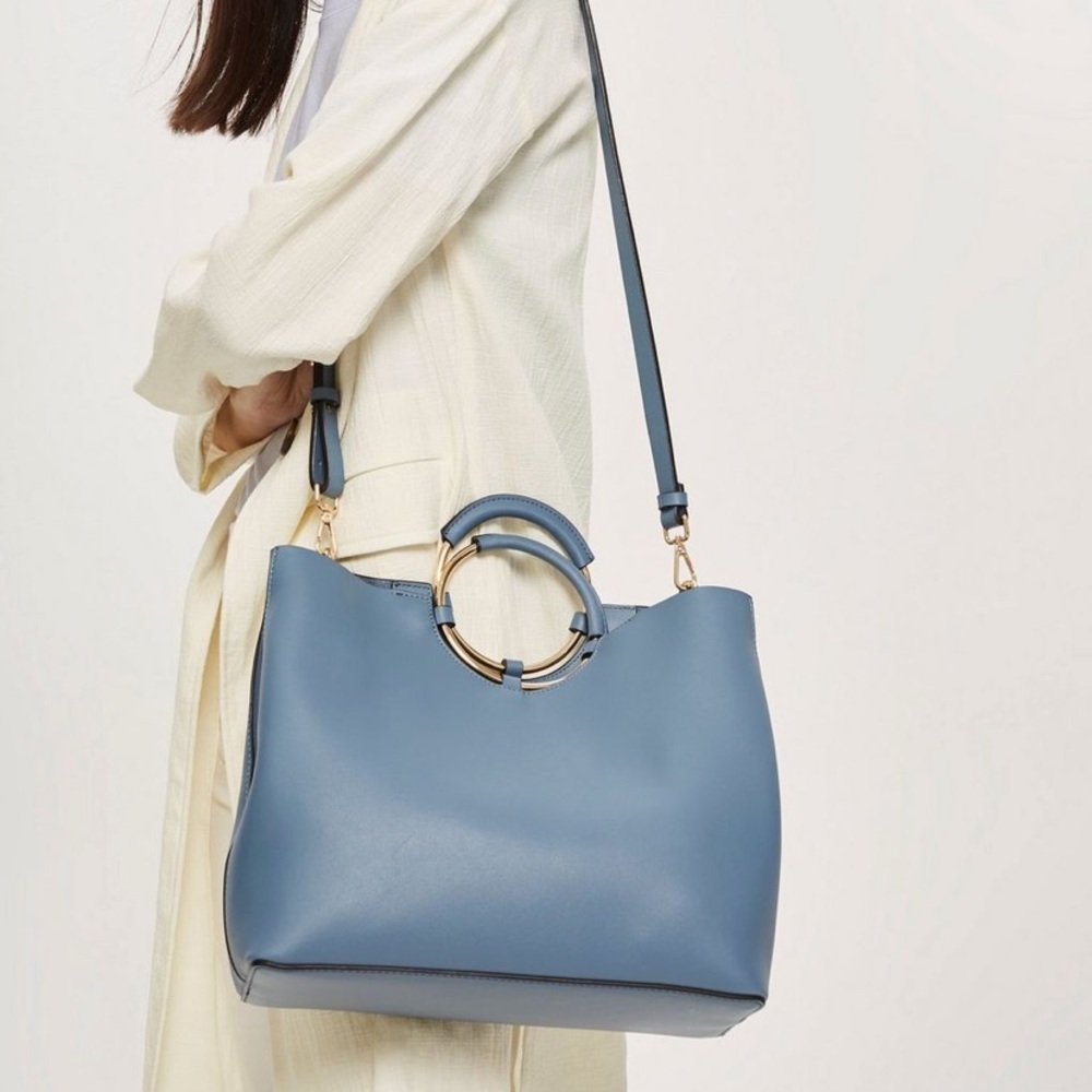 Top shop metal handle Tote bag